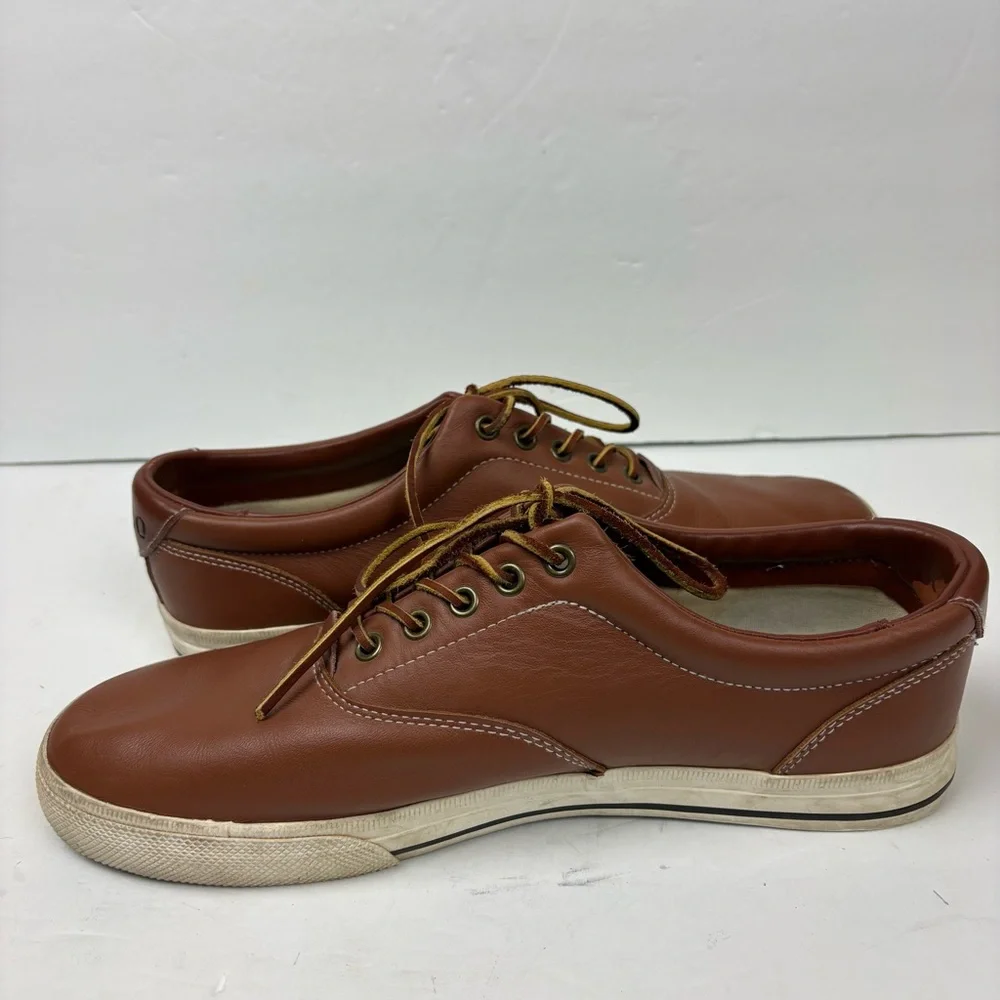 Polo Ralph Lauren Vaughn Shoes Sneakers Tan Brown Leather Lace-up Men’s size 12D